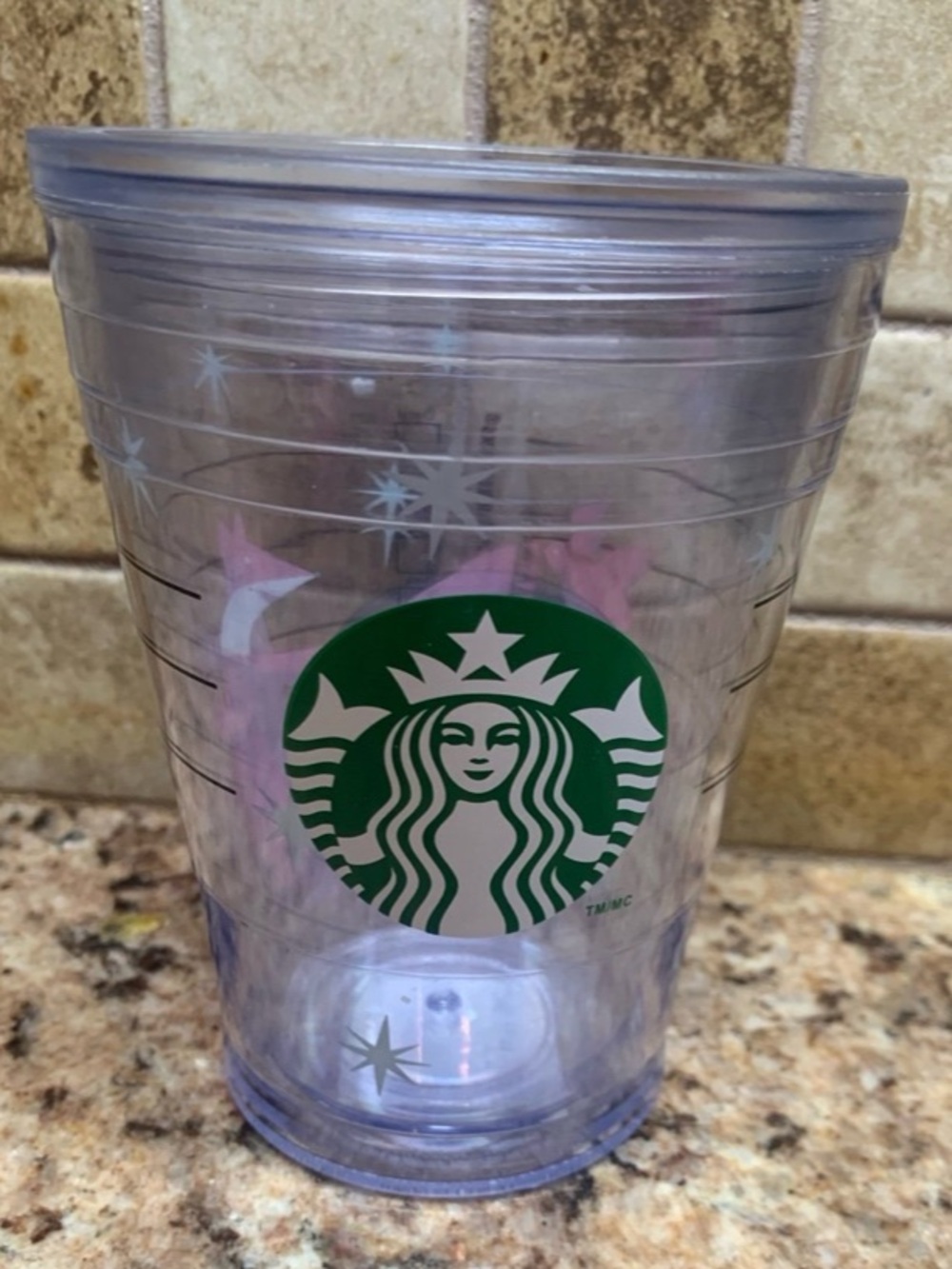 Starbucks Clear Double-Wall Insulated Hard Plastic Cold Cup.